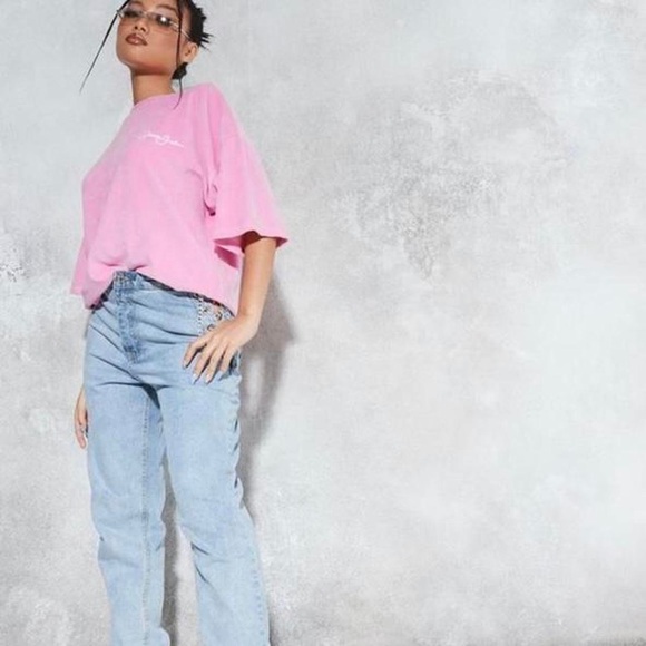 Missguided x Sean John Pink Velour Suede Oversized tee t-shirt - Picture 3 of 8